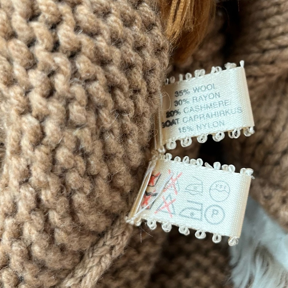 Voyage Invest In the Original | Tan Brown Knit Sweater Dress Fringe Hem - Picture 6 of 8